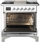 Ilve® Majestic III 36'' White Pro Style Dual Fuel Liquid Propane Range with Triple Glass Door and Chrome Trim-2