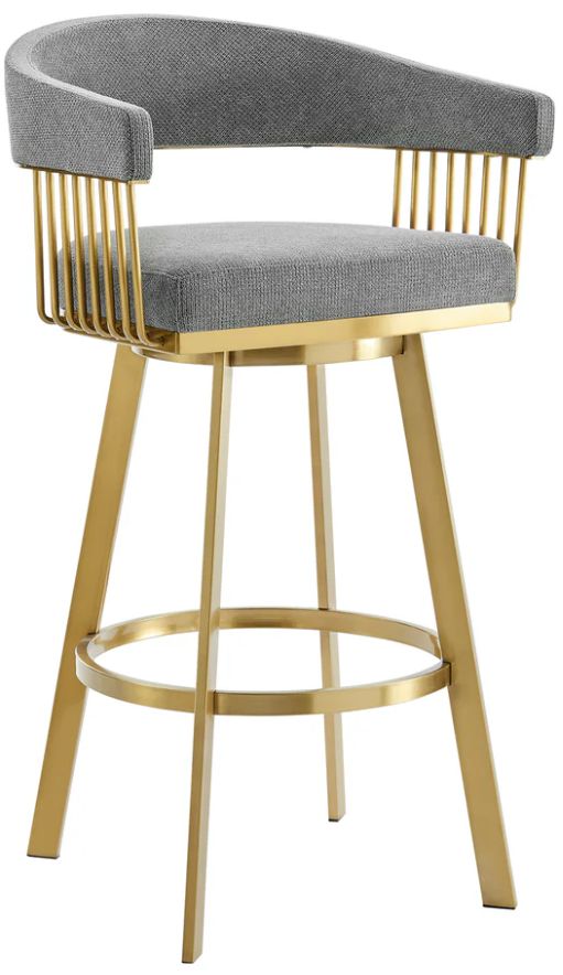 Armen Living Chelsea Anchor Gray/Gold Bar Stool-0
