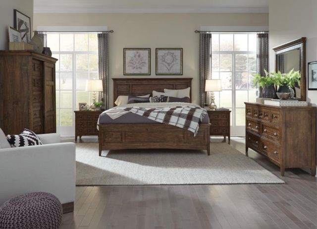 Magnussen Home® Bay Creek Toasted Nutmeg Queen Panel Bed with Storage Rails-1