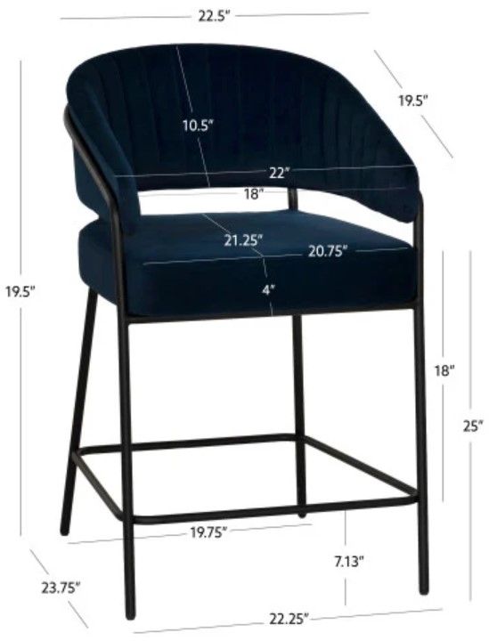 Linon Portland 2-Piece Navy Counter Stool-2