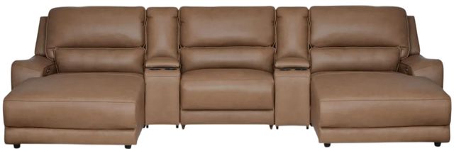 Signature Design by Ashley® DeepWakes 5-Piece Caramel U-Shape Power Reclining Sectional and Chaise-0