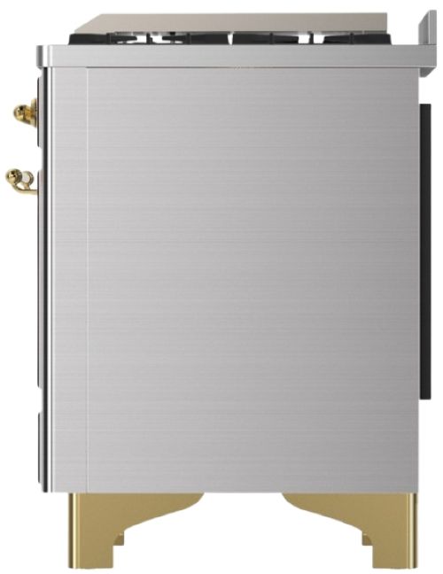 Ilve® Majestic III 48" Stainless Steel Pro Style Dual Fuel Natural Gas Range with Griddle and Brass Trim-3