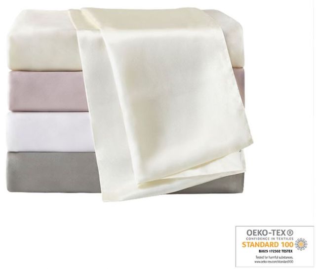 Olliix by Madison Park Silk White Queen Mulberry Single Pillow Case-1