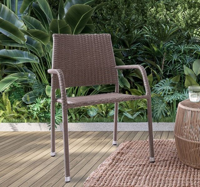 Furniture of America® Elani 2-Piece Natural Wicker Outdoor Chair Set-1