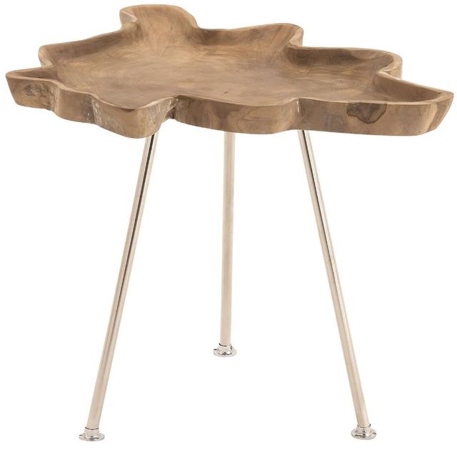 Deco Marche Brown Accent Table with Silver Base-0