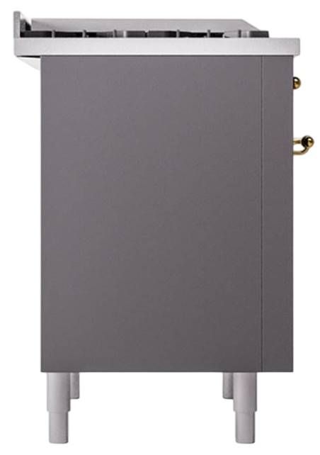 Ilve® Nostalgie II Noblesse 36'' Graphite Matte Pro Style Dual Fuel Range with Brass Trim-2
