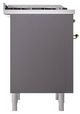Ilve® Nostalgie II Noblesse 36'' Graphite Matte Pro Style Dual Fuel Range with Brass Trim-2