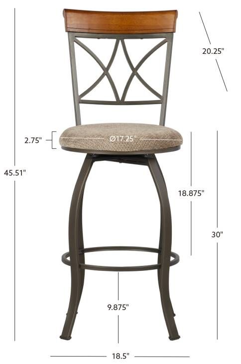Powell® Hamilton Beige/Matte Pewter Swivel Bar Stool-2