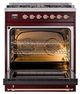 Ilve® Nostalgie II Noblesse 30" Burgandy Pro Style Dual Fuel Range with Copper Trim-2