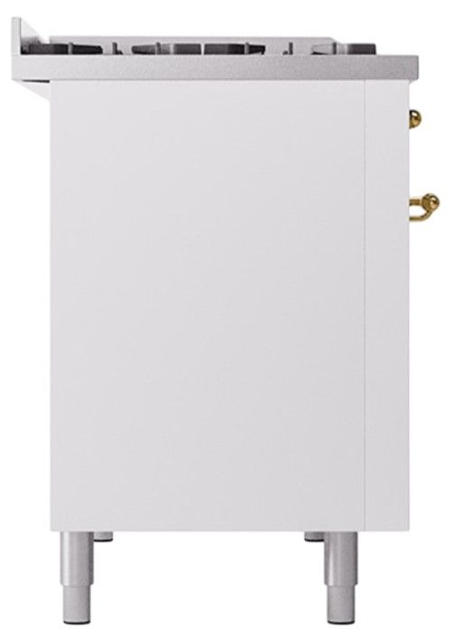Ilve® Nostalgie II Noblesse 48'' White Pro Style Dual Fuel Range with Brass Trim-2