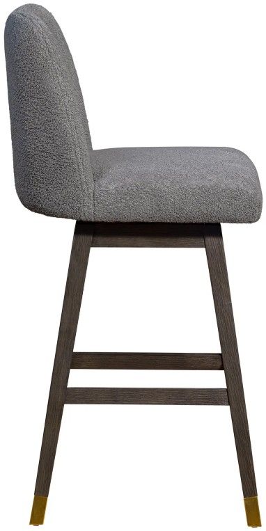 Armen Living Amelia 2-Piece Gray Boucle/Gray Oak Swivel Barstool Set-4