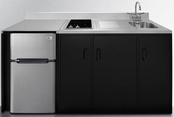 Summit® 72" Black and Stainless Steel All-In-One Kitchenette-1