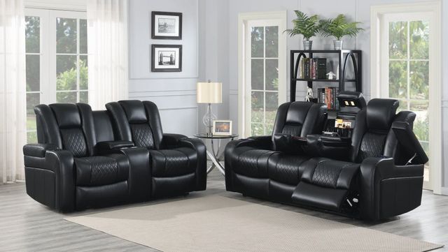 Coaster® Delangelo Black 2 Piece Power Reclining Living Room Set-0