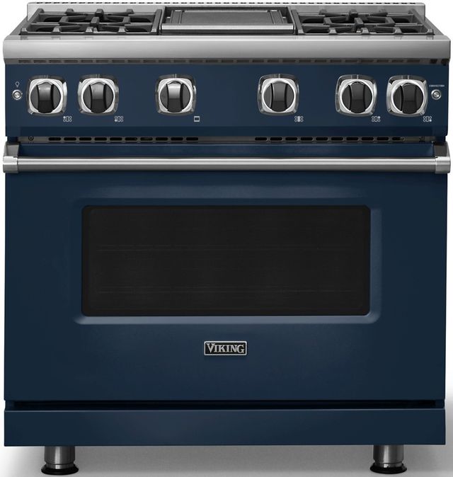 Viking® 7 Series 36" Slate Blue Pro Style Liquid Propane Gas Range with 12" Reversible Griddle-2