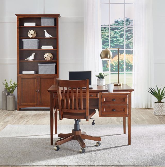 Whittier Wood® Furniture McKenzie Glazed Antique Cherry 3-Drawer Desk-1