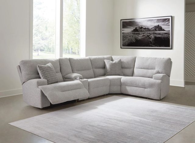 Signature Design by Ashley® Acklen Place 5-Piece Pewter Power Reclining L-Shape Sectional with Storage Console-1