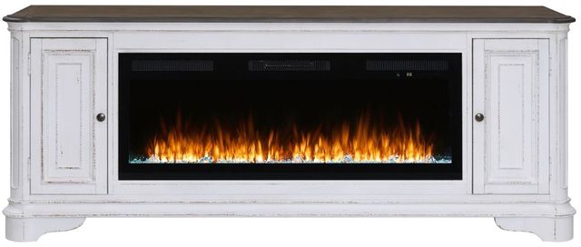 Liberty Furniture Antique White/Weathered Bark 82" TV Console with Fireplace-2