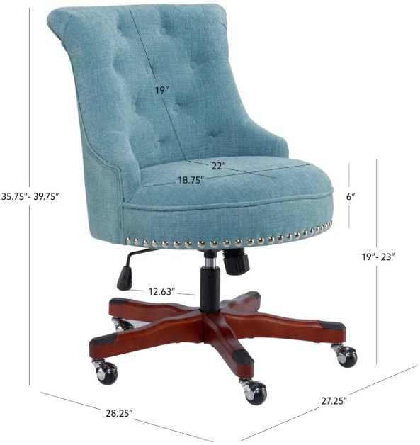 Linon Sinclair Aqua Office Chair-2