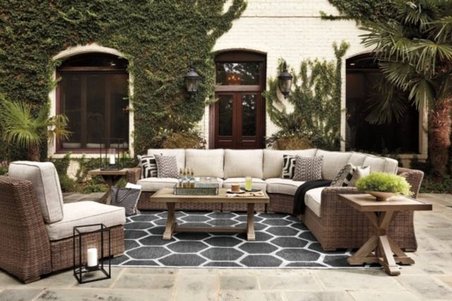 Signature Design by Ashley® Beachcroft 4-Piece Beige Outdoor Seating Set-6