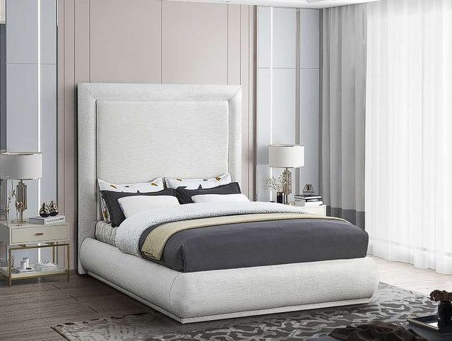 Meridian Furniture Brooke Cream King Upholstered Panel Bed-3