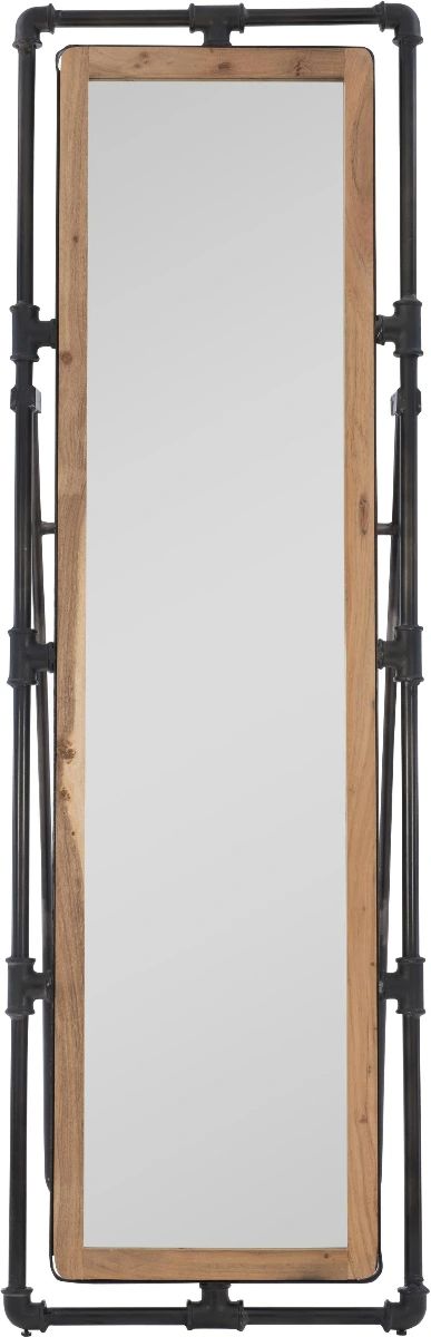Powell® Gunther Natural Gun Metal Pipe Cheval Mirror-0