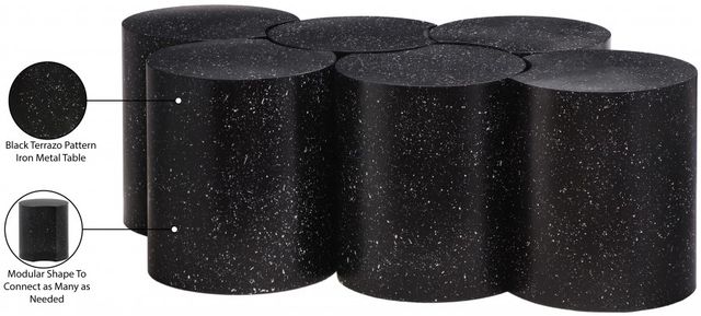 Meridian Furniture Dimple 6-Piece Black 20'' Modular Coffee End Table Set-3