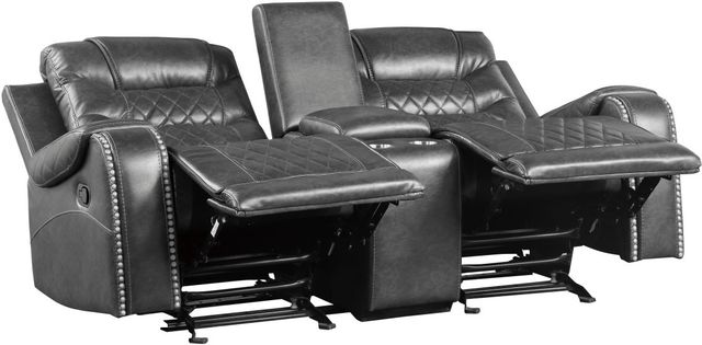 Homelegance® Putnam Gray Manual Double Glider Reclining Console Loveseat-3