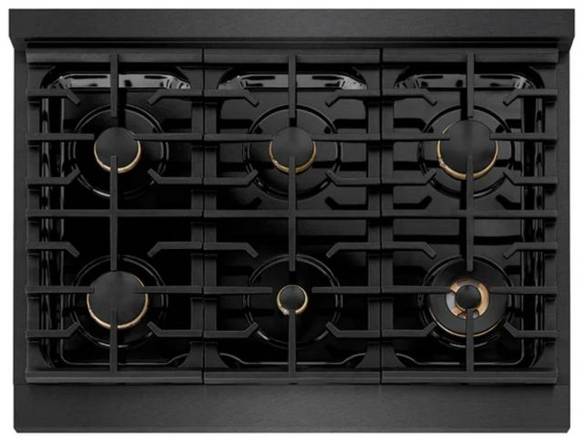 ZLINE Paramount 36" Black Satin Stainless Steel Gas Range with 6 Brass Burners and Convection Gas Oven with Black Matte Accent-3