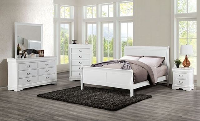 Furniture of America® Louis Philippe White Twin Sleigh Bed-1