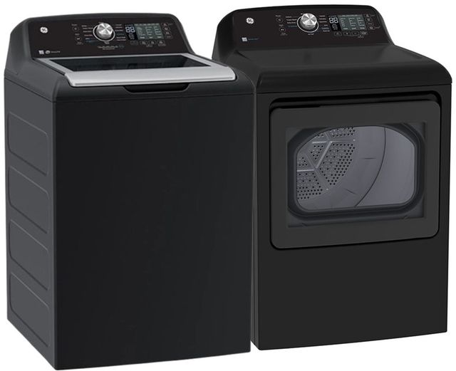 GE® Diamond Gray Top Load Washer & Electric Dryer Laundry Pair-2