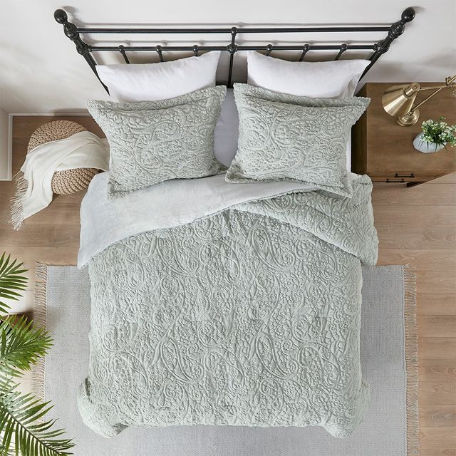 Olliix by Madison Park Norfolk Grey Twin/Twin XL Ultra Plush Comforter Mini Set-3