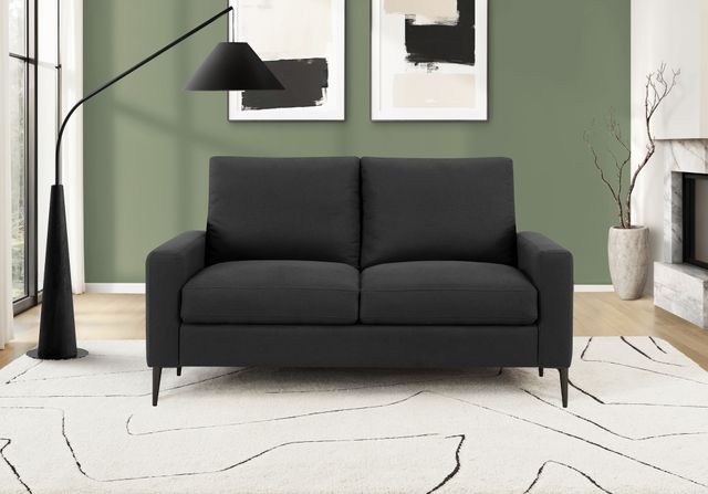 Monarch Specialties Inc. Black 58" Faux Leather Love Seat with Black Metal Legs-1
