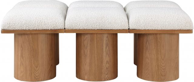 Meridian Furniture Pavilion 6-Piece Cream/Walnut 54" Modular Bench Set-1