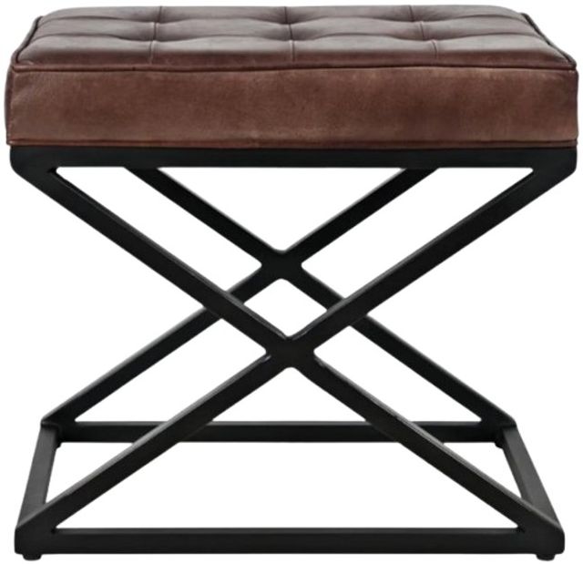 Jofran Inc. Global Archive Hogan Black/Dark Sienna Leather Ottoman-2