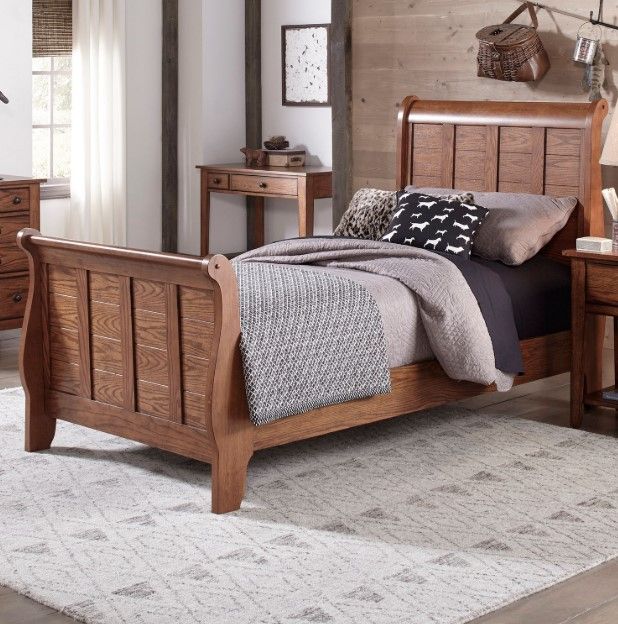 Liberty Furniture Grandpas Cabin Aged Oak Youth Twin Sleigh Bed-1