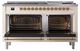 Ilve® Nostalgie II Noblesse 60'' Antique White Pro Style Dual Fuel Range with Brass Trim-2