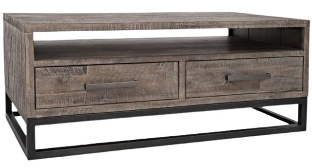 Jofran Inc. East Hampton Distressed Gray Cocktail Table with Black Base-0