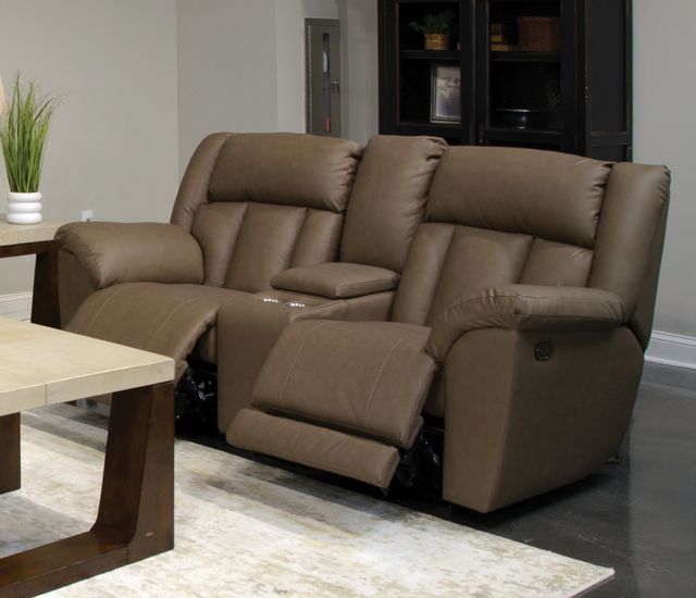 Catnapper® Sentinel Taupe Power Reclining Loveseat with Console-0