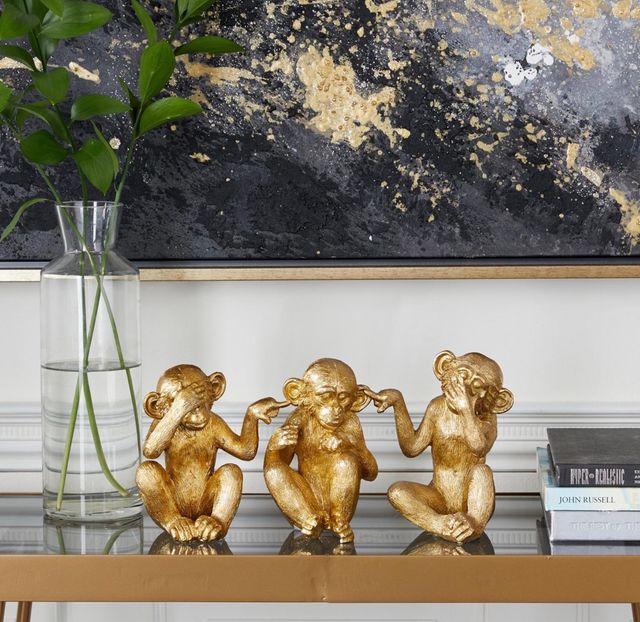Deco Marche 3-Piece Gold Monkey See No Evil Sculpture-4