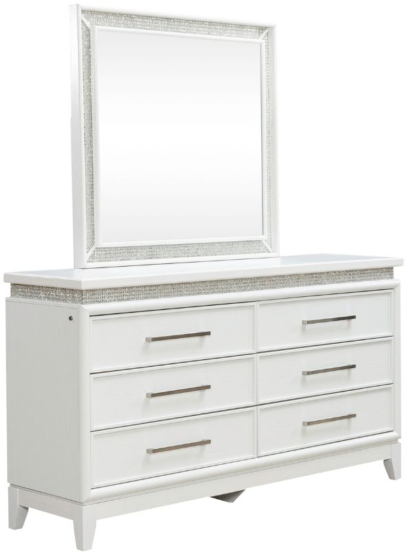 Liberty Furniture Reflections Pearl White/Rhinestone Dresser and Mirror-0
