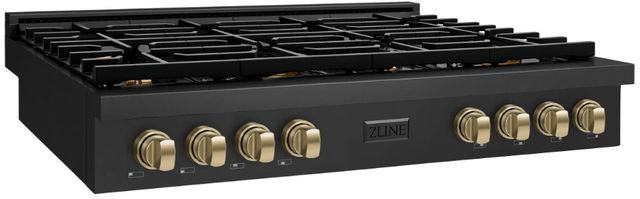 ZLINE Paramount Autograph Edition 48" Black Stainless Steel Gas Cooktop with Champagne Bronze Accents-1