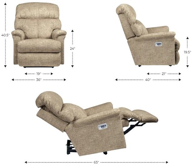 La-Z-Boy® Reed Granite Power Wall Recliner with Headrest and Lumbar-2