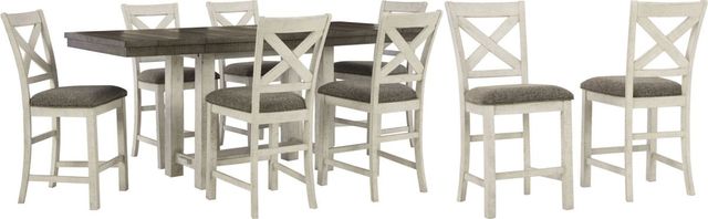 Benchcraft® Brewgan 9-Piece Antique White/Dark Brown Dining Set-0