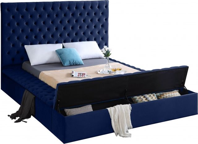 Meridian Furniture Bliss Navy Velvet Full Bed-2