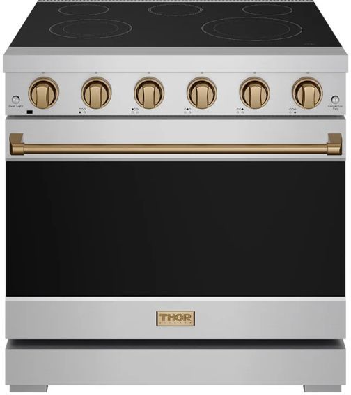 Thor Kitchen® Gordon Ramsay 36" Stainless Steel/Bronze Freestanding Pro Style Electric Range-0