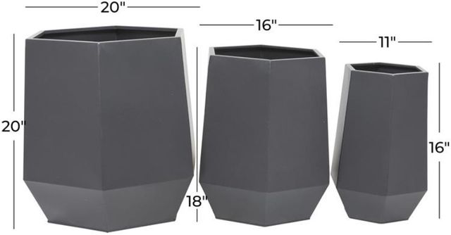 Deco Marche CosmoLiving by Cosmopolitan 3-Piece Gray Indoor Outdoor Planter-3
