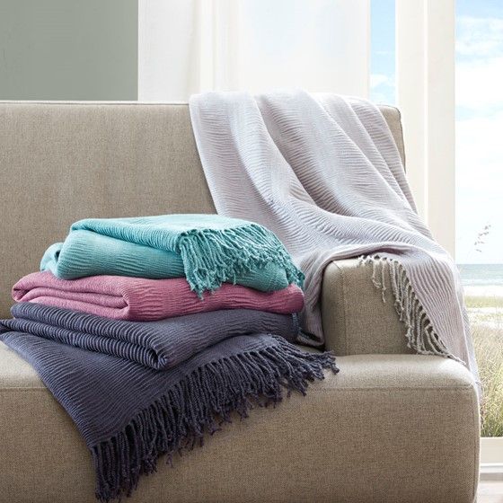 Olliix by INK+IVY Reeve Aqua 50" x 60" Ruched Throw-4