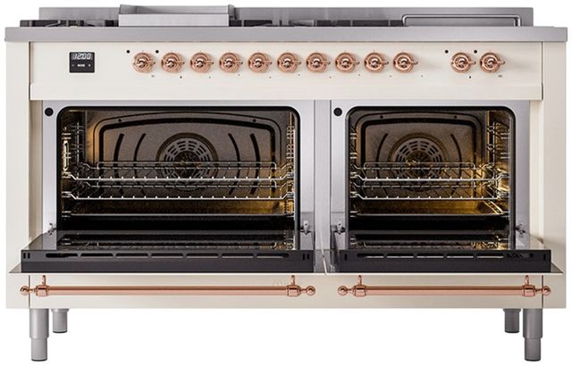 Ilve® Nostalgie II Series 60" Antique White Pro Style Dual Fuel Range-1