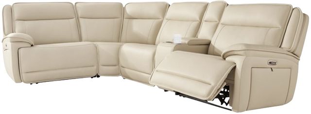 Signature Design by Ashley® Double Deal 5-Piece Almond Power Reclining L-Shape Sectional with Console-0