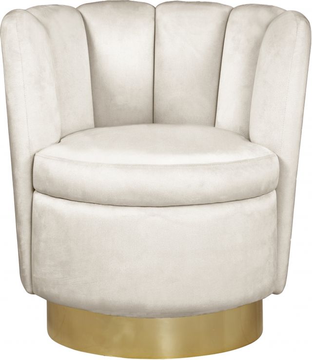 Meridian Furniture Lily Cream Velvet Swivel Chair-1